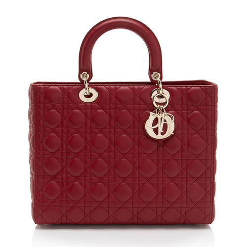 Dior Lambskin Lady Dior Large Tote (SHF-QajY9m)
