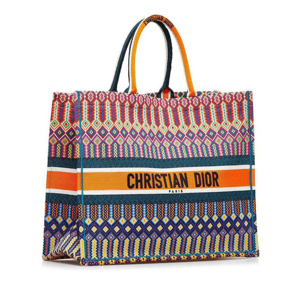 Dior Large Multicolor Embroidered Book Tote (SHG-GboZYw)
