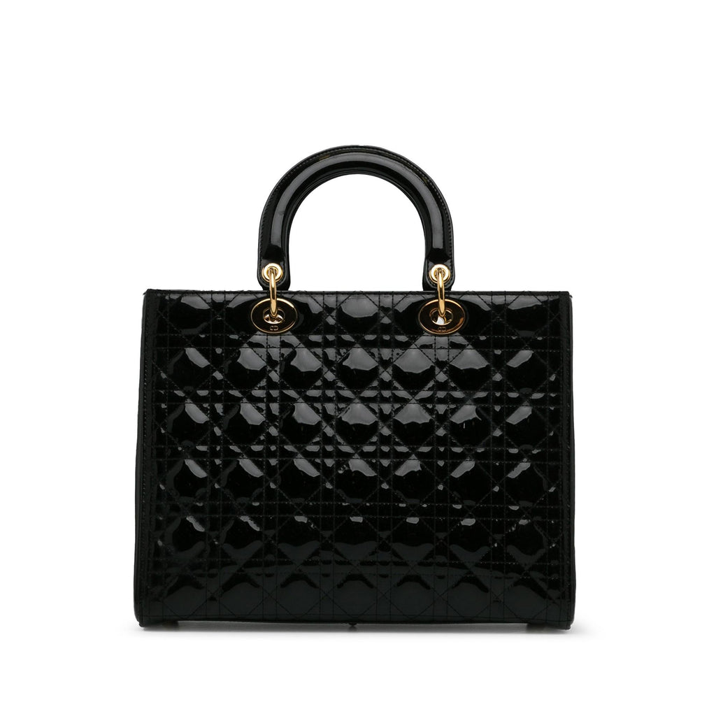 Dior Large Patent Cannage Lady Dior (SHG-WCWHTr)