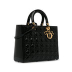 Dior Large Patent Cannage Lady Dior (SHG-WCWHTr)