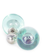 Dior Logo Stud Tribales Earrings Green Silver
