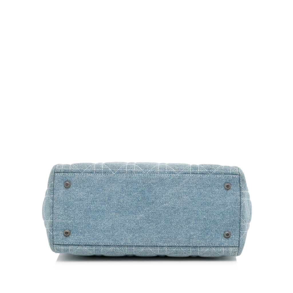 Dior Medium Cannage Lady Dior Denim Satchel (SHG-jT3XX6)