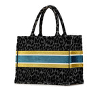 Dior Medium Embroidered Canvas Leopard Mizza Book Tote (SHG-L4qbE5)