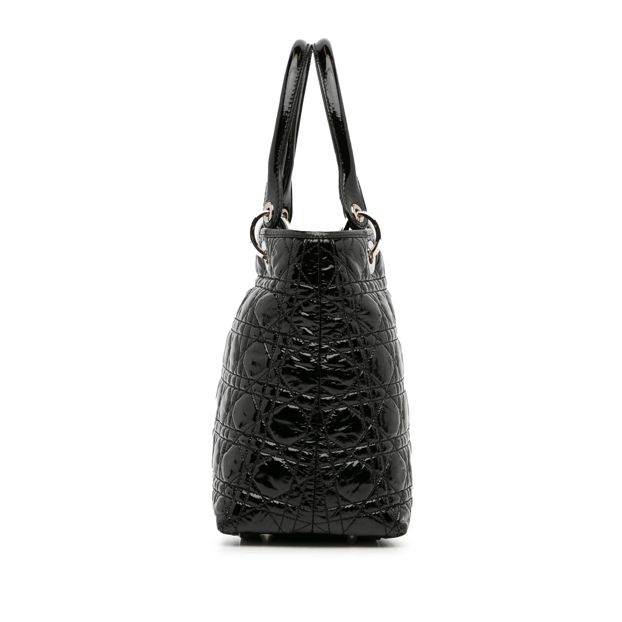 Dior Medium Patent Cannage Lady Dior Soft Shopping Tote (SHG-l67PuF)
