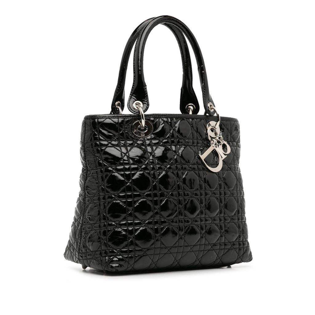 Dior Medium Patent Cannage Lady Dior Soft Shopping Tote (SHG-l67PuF)