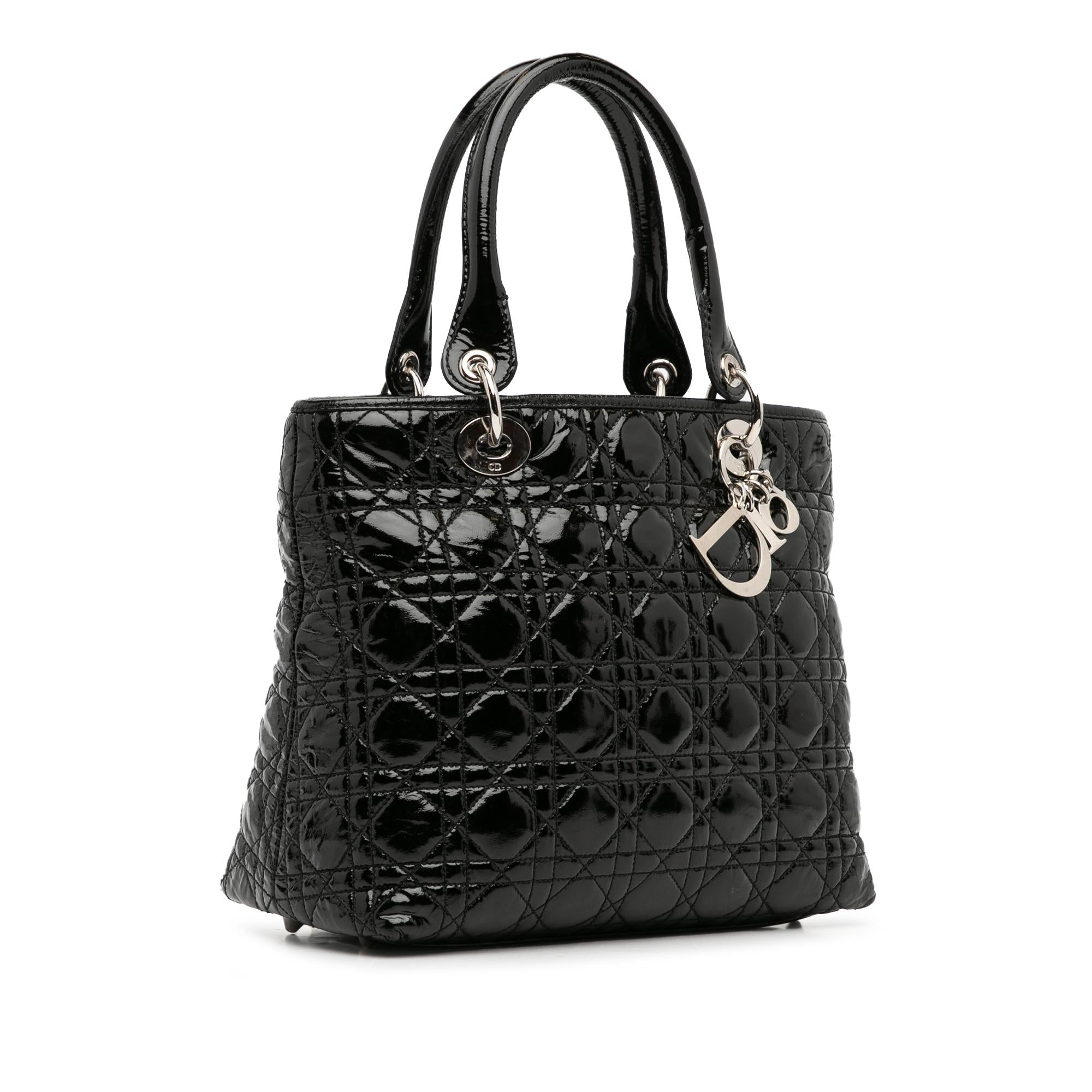 Dior Medium Patent Cannage Lady Dior Soft Shopping Tote (SHG-l67PuF)