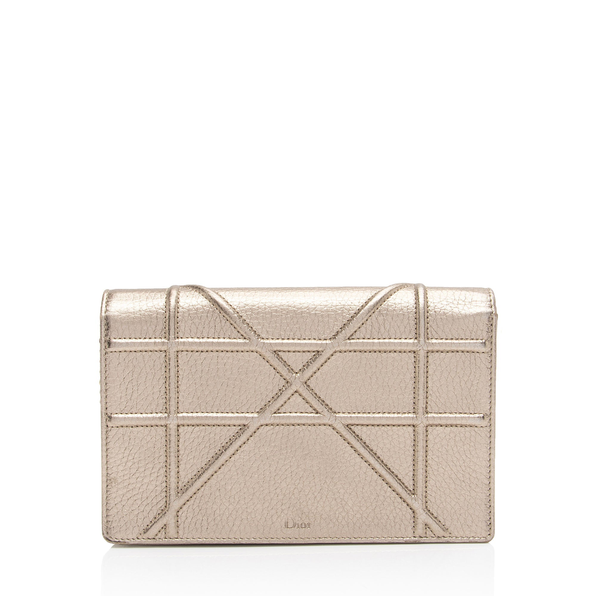 Dior Metallic Calfskin Diorama Wallet on Chain (SHF-fyOwgL)