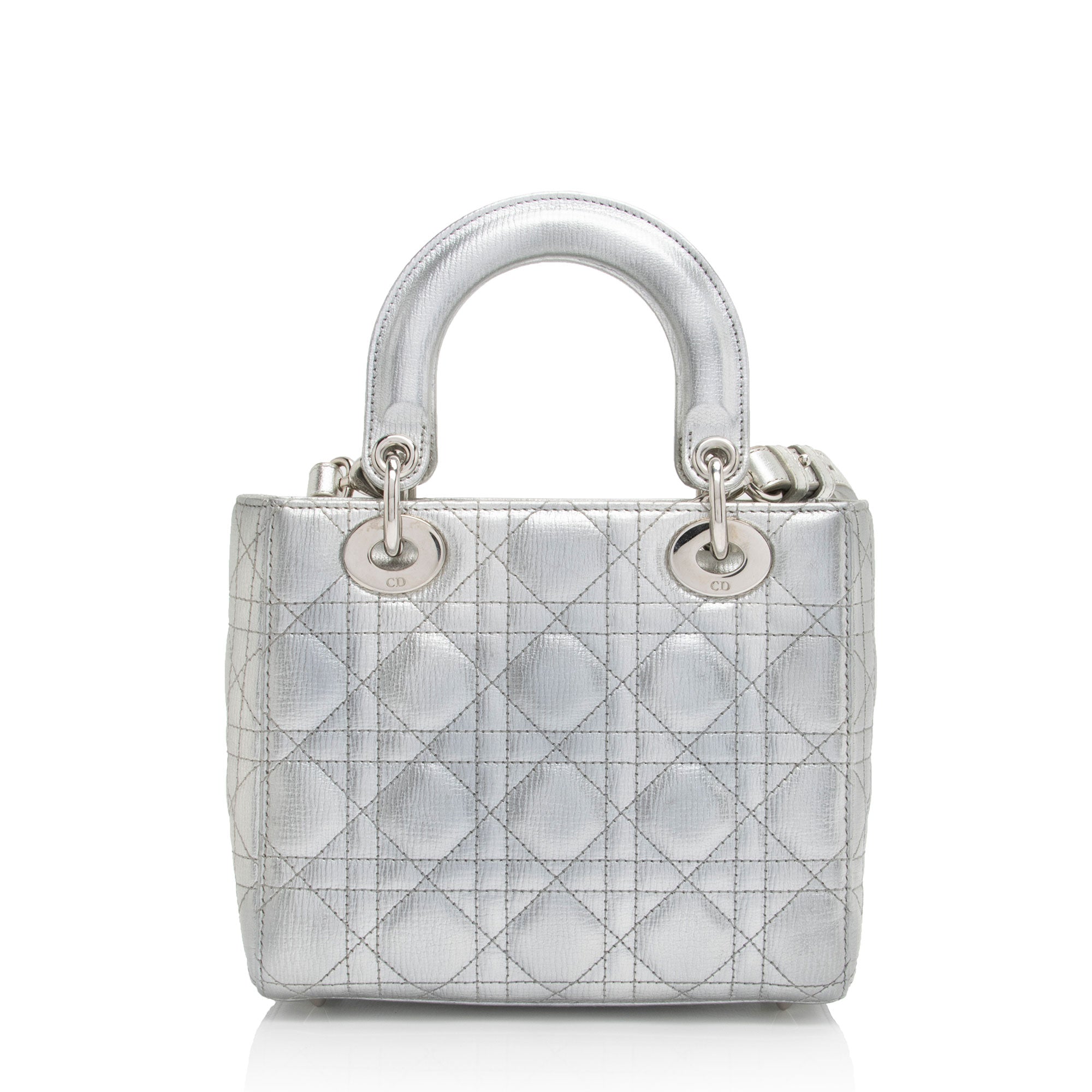 Dior Metallic Leather Lady Dior Small Tote (SHF-4YtjmZ)
