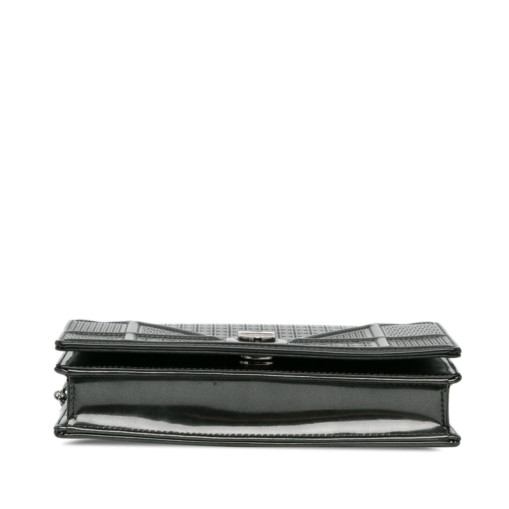 Dior Metallic Patent Microcannage Diorama Wallet on Chain (SHG-PbiarO)