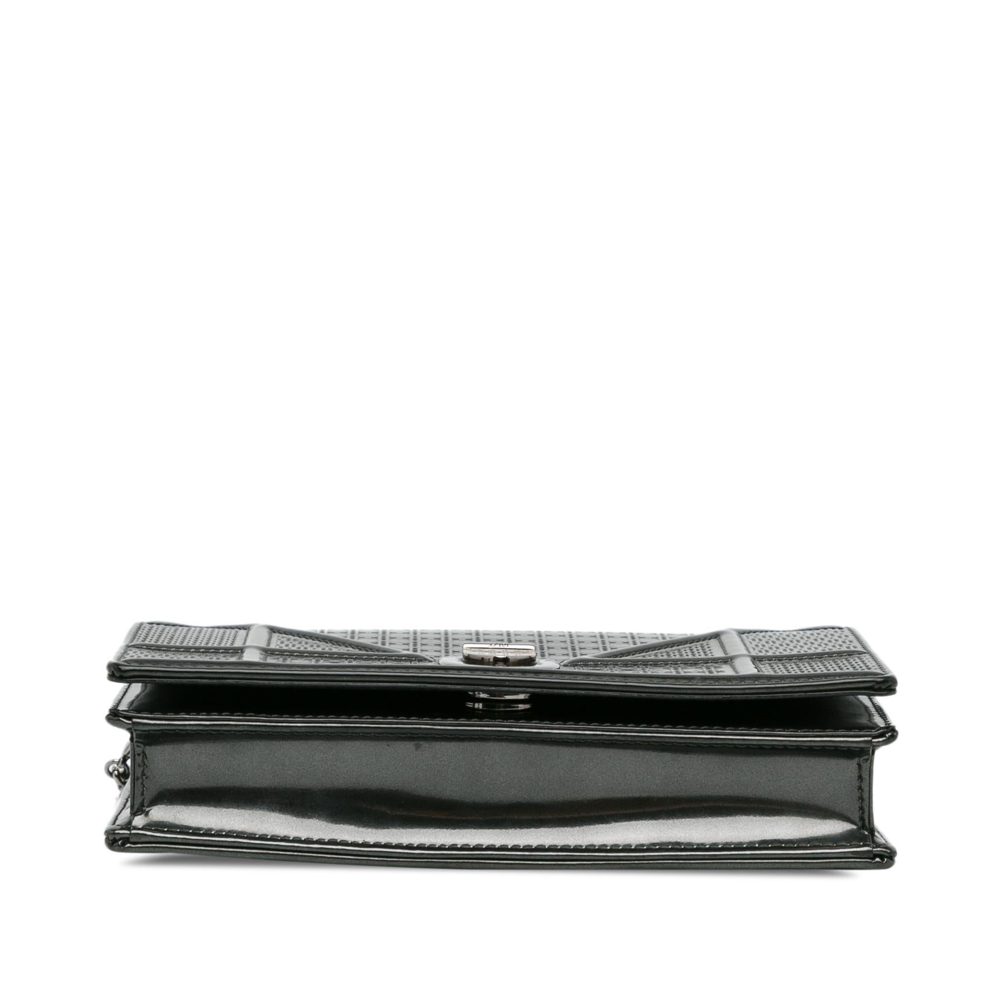 Dior Metallic Patent Microcannage Diorama Wallet on Chain (SHG-PbiarO)