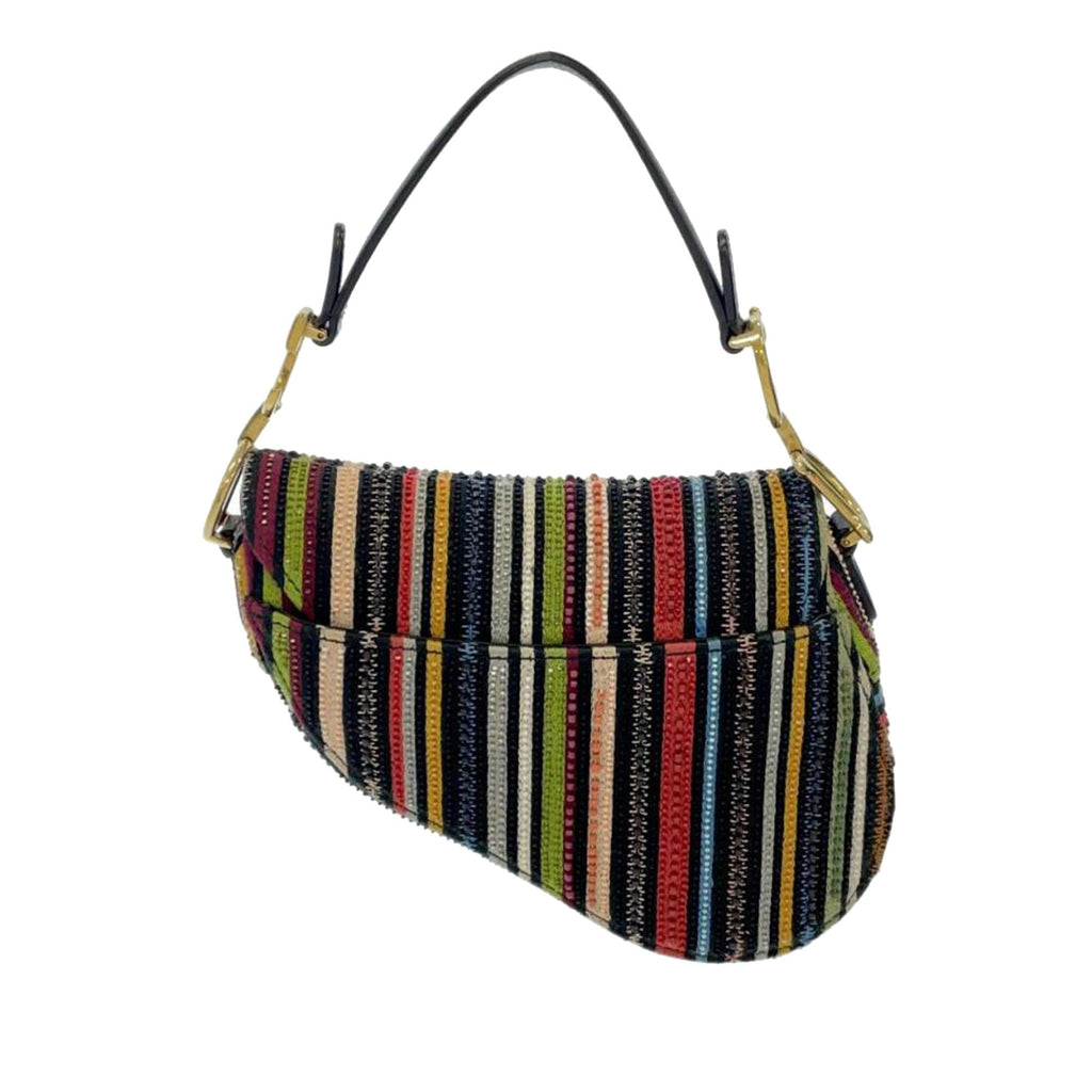 Dior Mini Beaded Canvas Striped Saddle (SHG-uTwXUN)