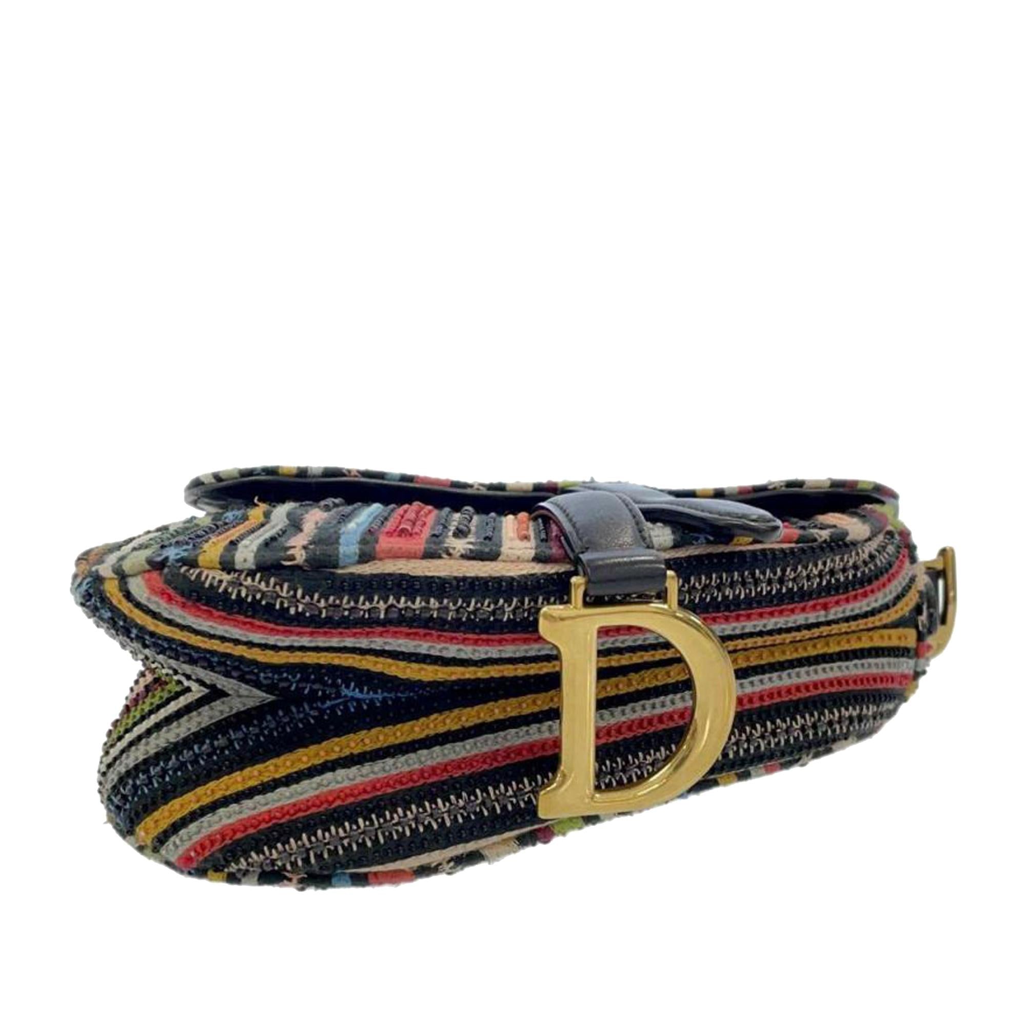 Dior Mini Beaded Canvas Striped Saddle (SHG-uTwXUN)