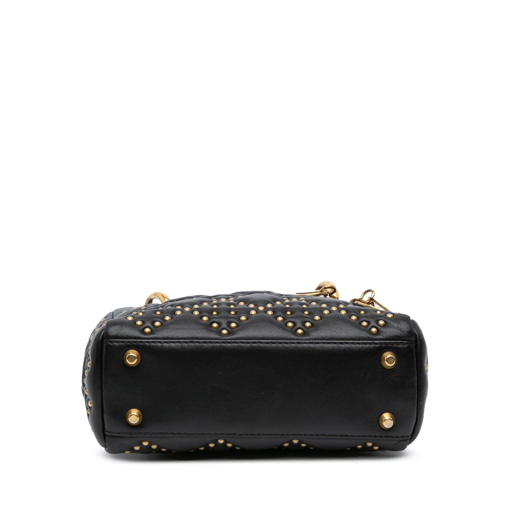 Dior Mini Calfskin Cannage Studded Supple Lady Dior (SHG-DxUBDm)