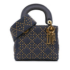 Dior Mini Denim Cannage Studded Supple Lady Dior (SHG-vu1sNB)