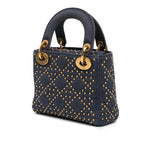 Dior Mini Denim Cannage Studded Supple Lady Dior (SHG-vu1sNB)
