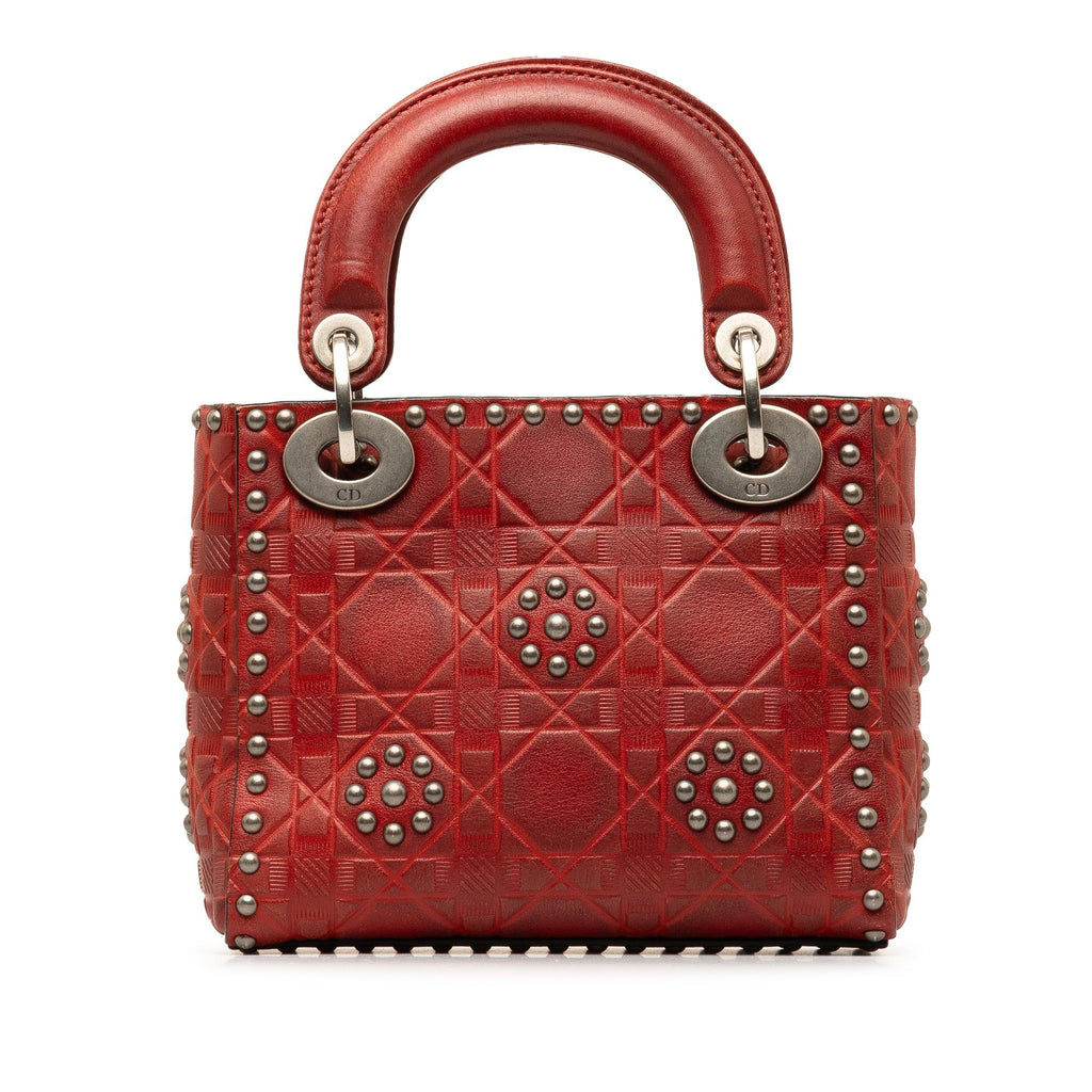 Dior Mini Embossed Calfskin Cannage Studded Supple Lady Dior (SHG-RUPLaM)