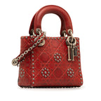 Dior Mini Embossed Calfskin Cannage Studded Supple Lady Dior (SHG-RUPLaM)