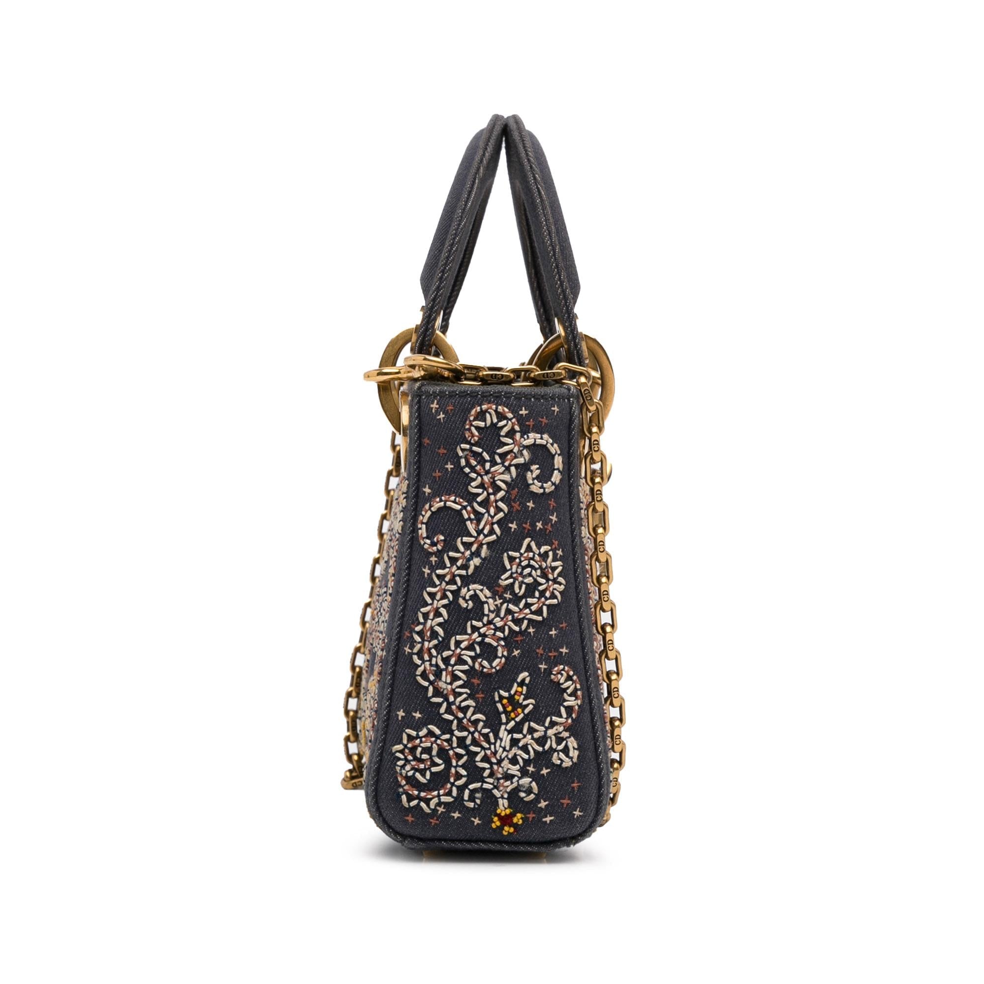 Dior Mini Embroidered Denim Lady Dior (SHG-eSDCMM)