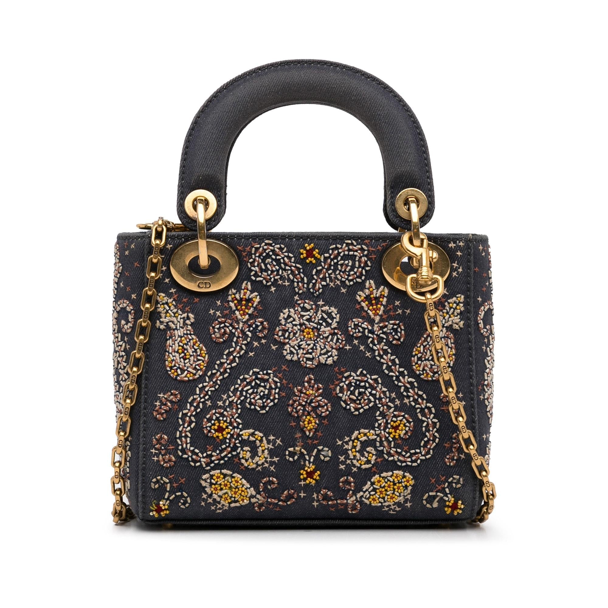 Dior Mini Embroidered Denim Lady Dior (SHG-eSDCMM)