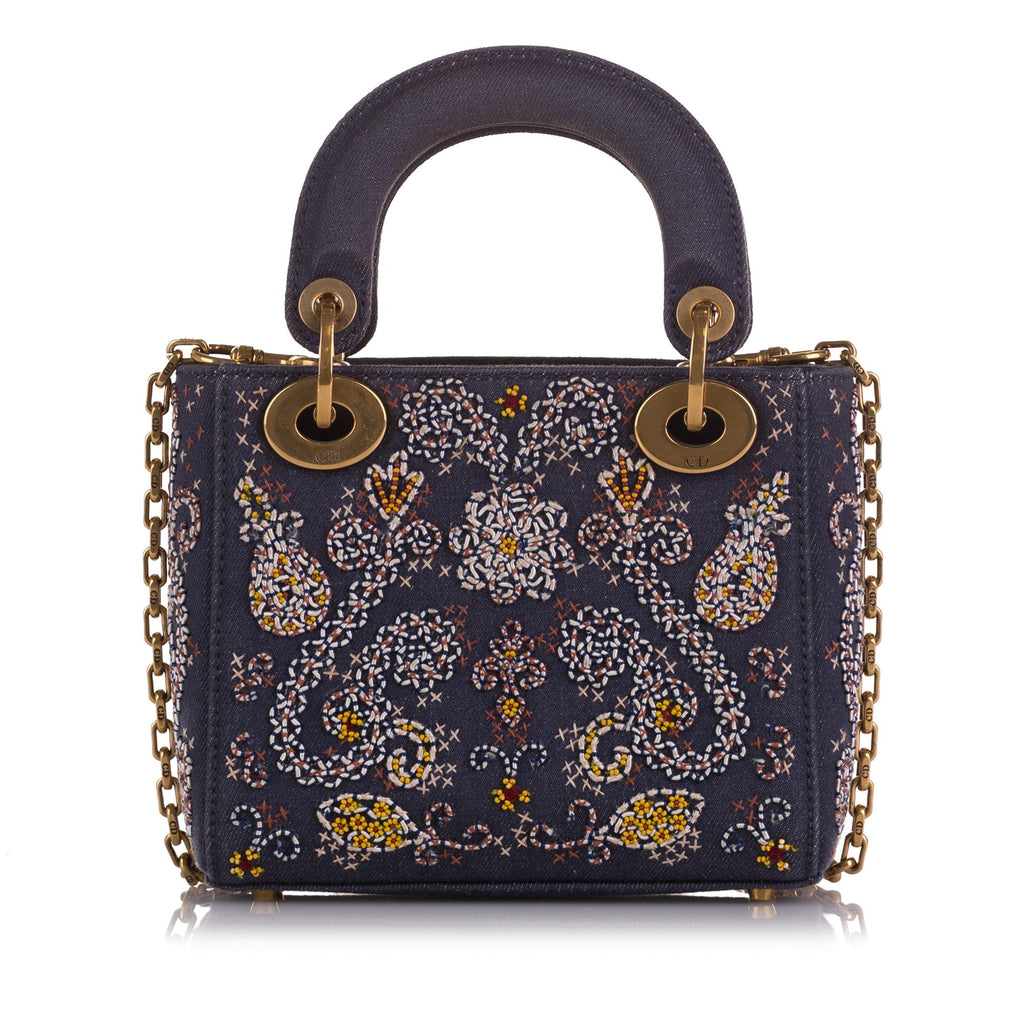 Dior Mini Embroidered Denim Lady Dior (SHG-WlCg5e)