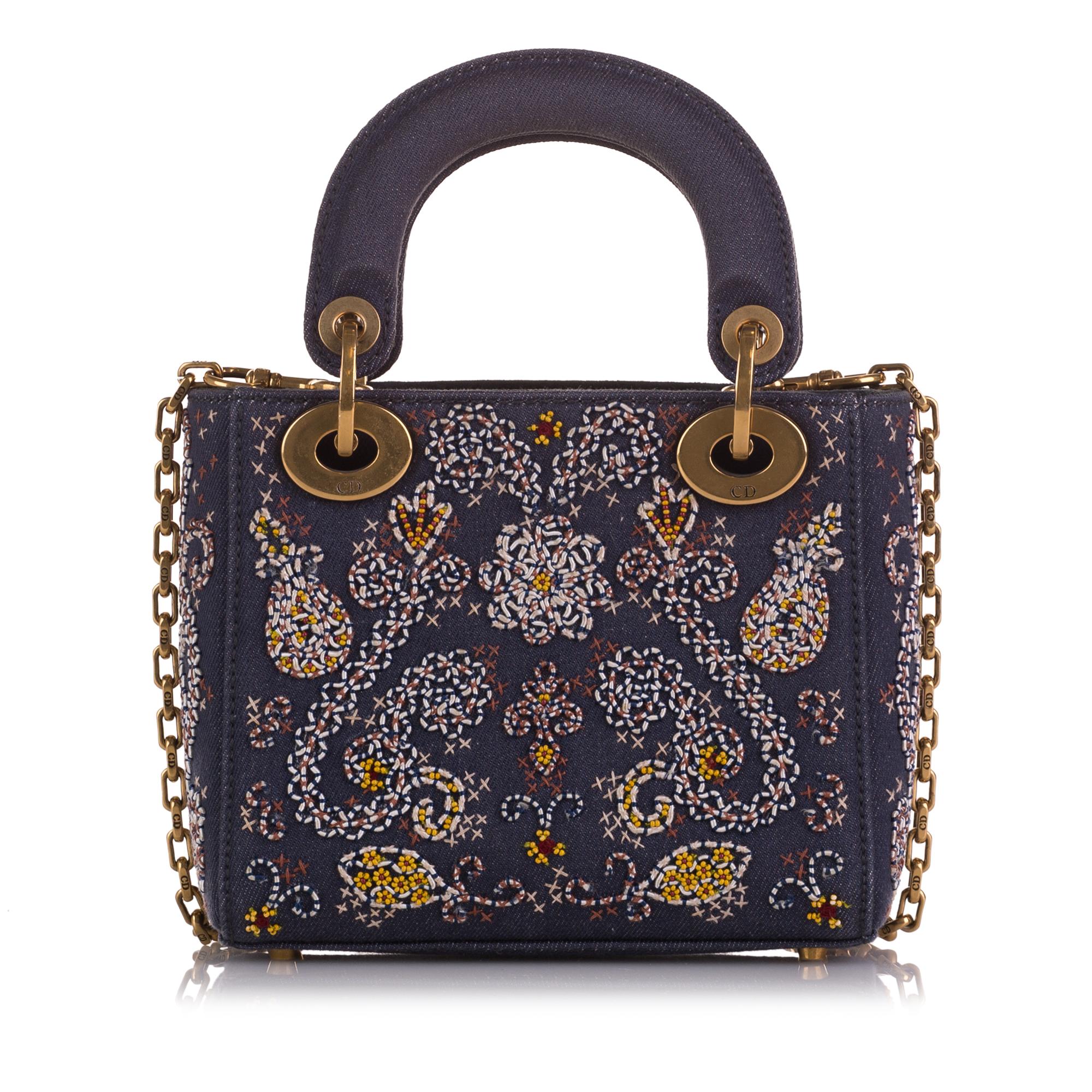 Dior Mini Embroidered Denim Lady Dior (SHG-WlCg5e)