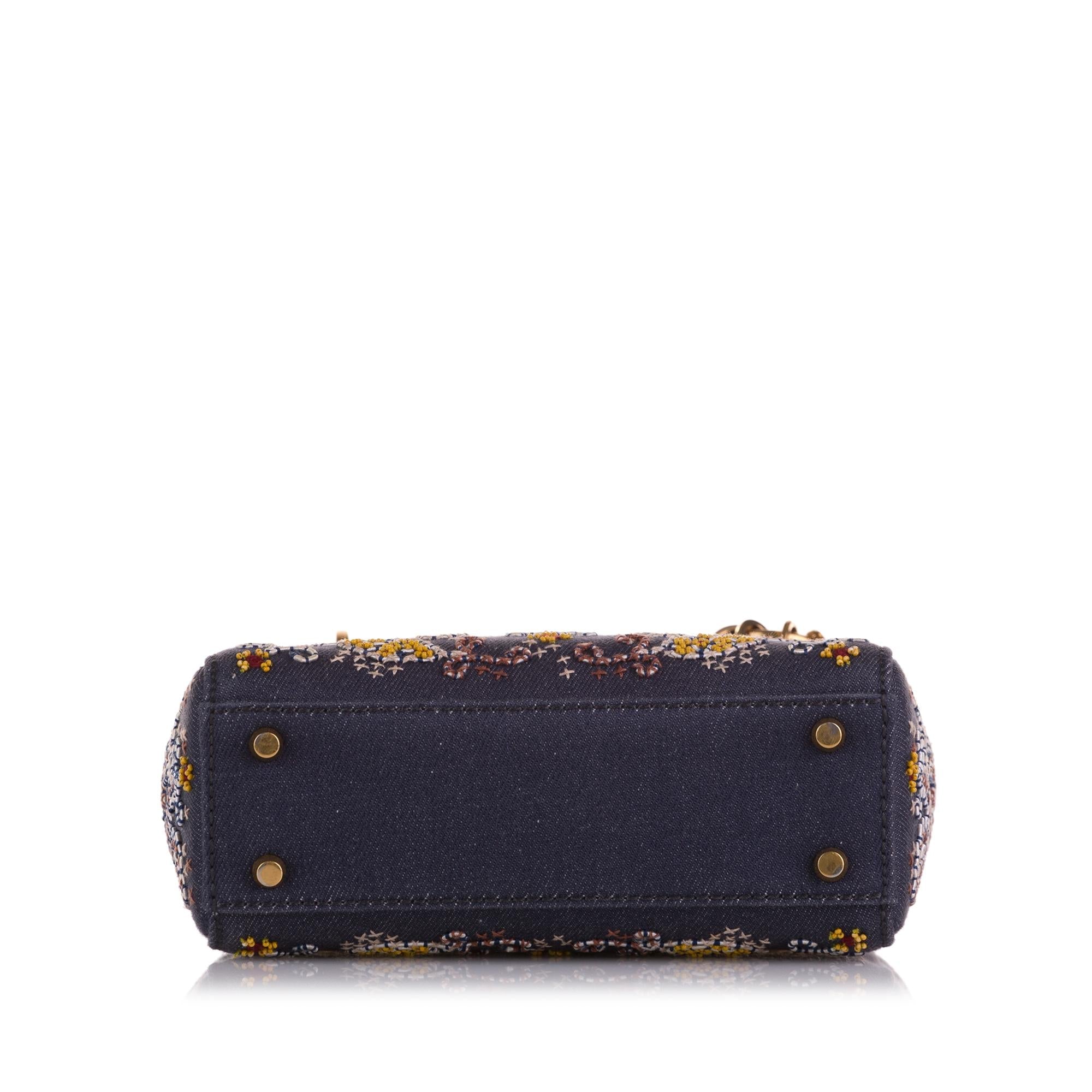 Dior Mini Embroidered Denim Lady Dior (SHG-WlCg5e)