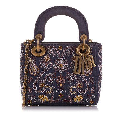 Dior Mini Embroidered Denim Lady Dior (SHG-WlCg5e)