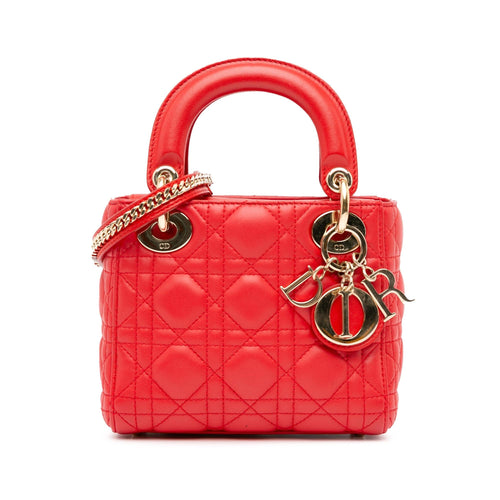 Dior Mini Lambskin Cannage Lady Dior (SHG-ERwhNq)