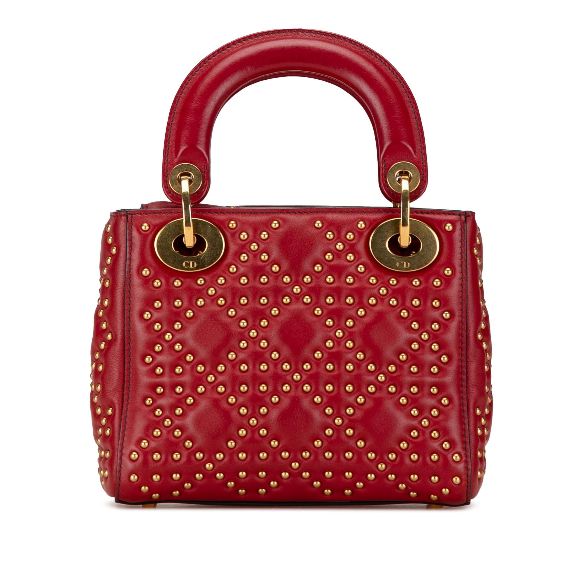 Dior Mini Lambskin Cannage Studded Supple Lady Dior (SHG-fo71iV)