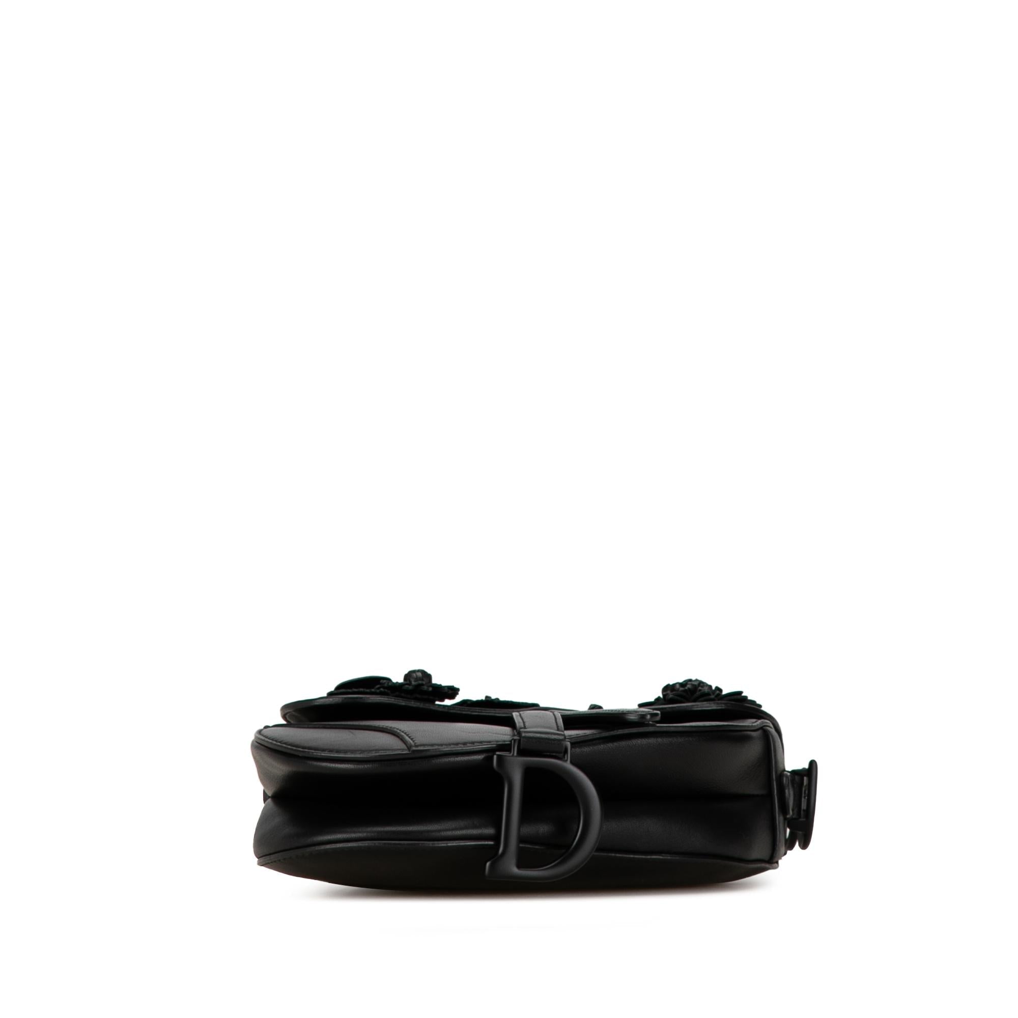 Dior Mini Lambskin Floral Applique Saddle (SHG-PaUICp)