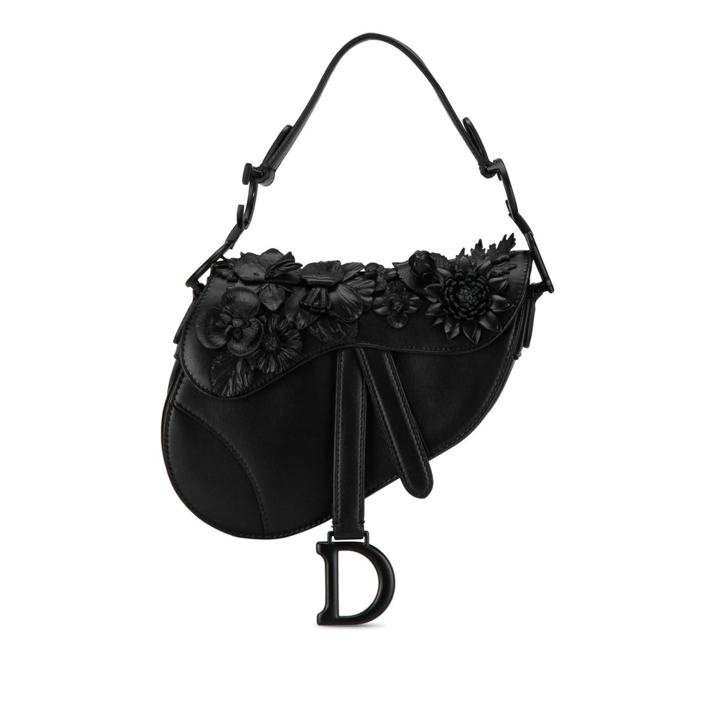 Dior Mini Lambskin Floral Applique Saddle (SHG-PaUICp)