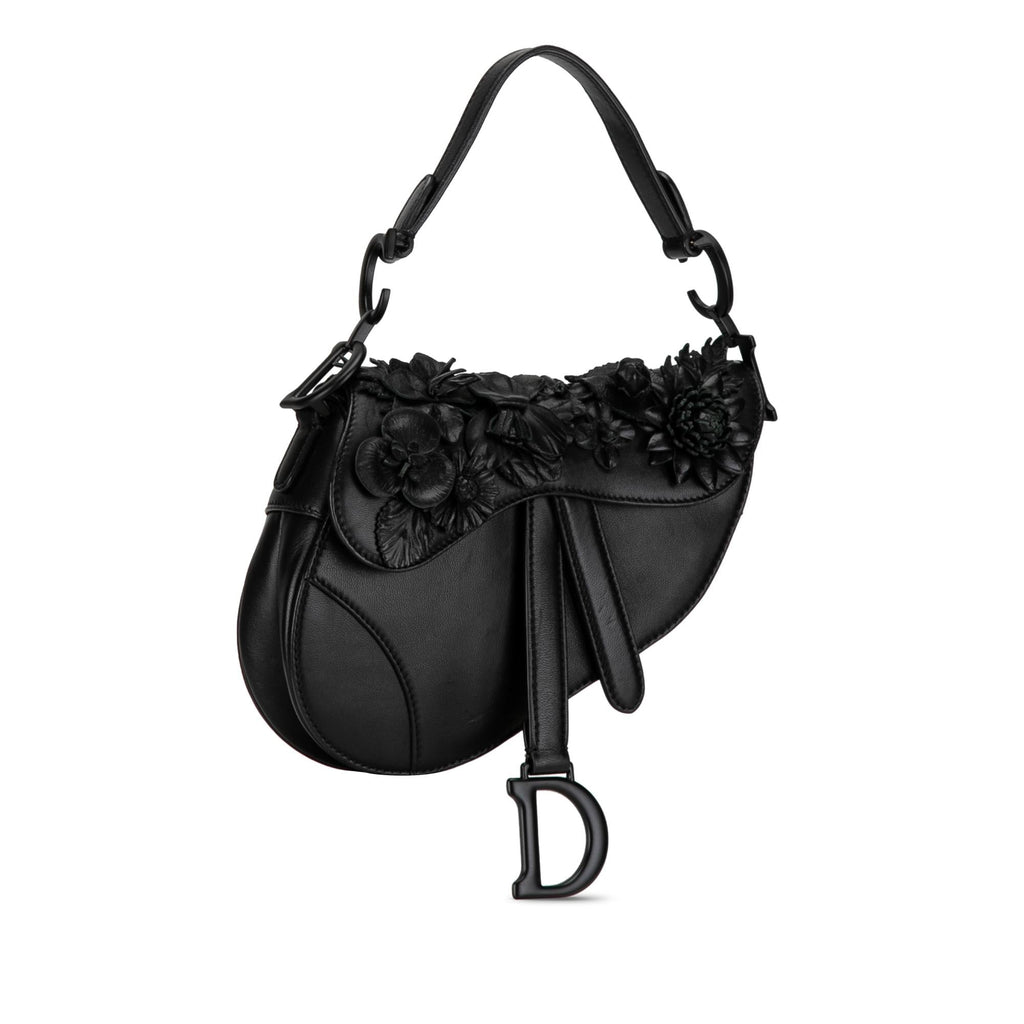 Dior Mini Lambskin Floral Applique Saddle (SHG-PaUICp)