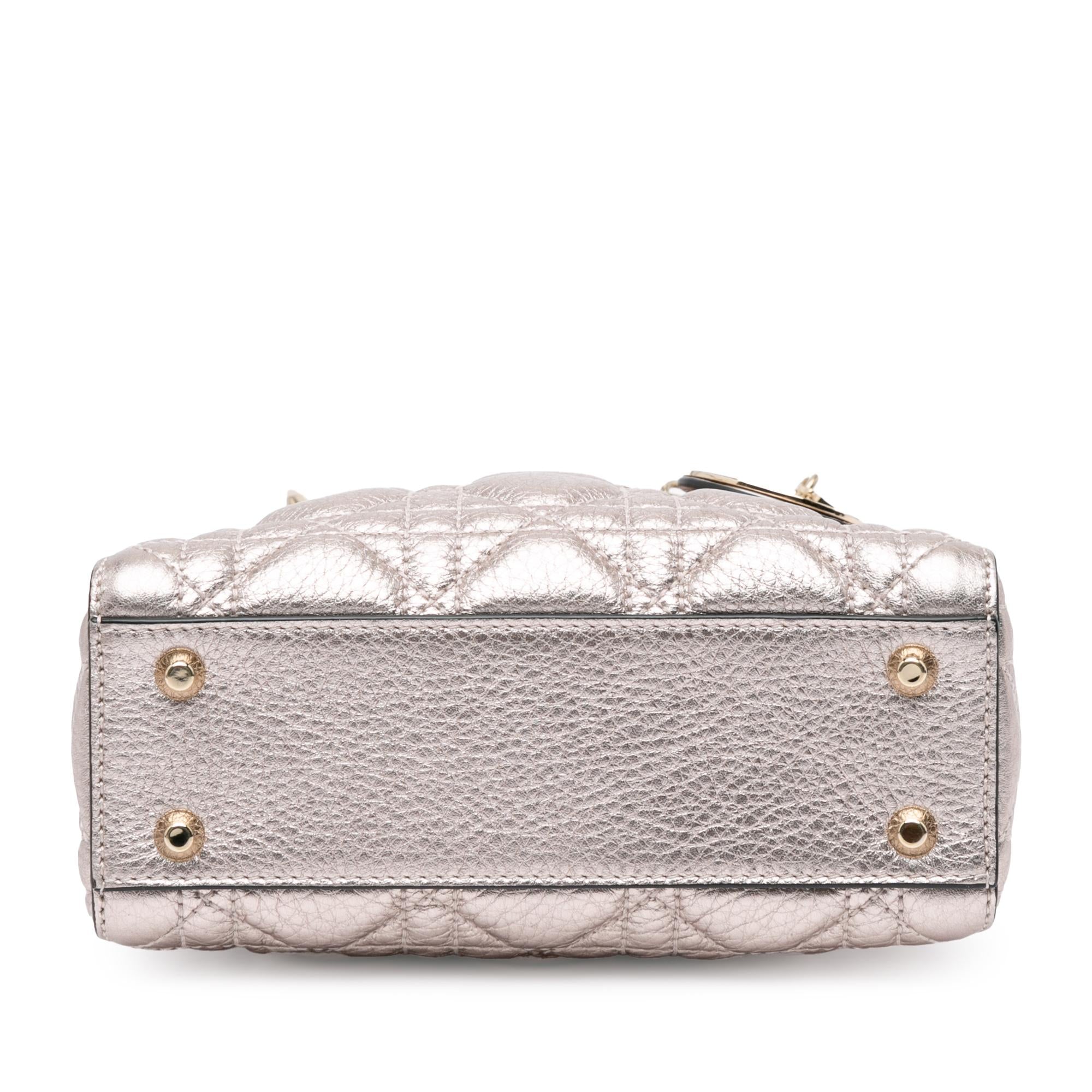 Dior Mini Metallic Calfskin Cannage Supple Lady Dior (SHG-6rxkqg)