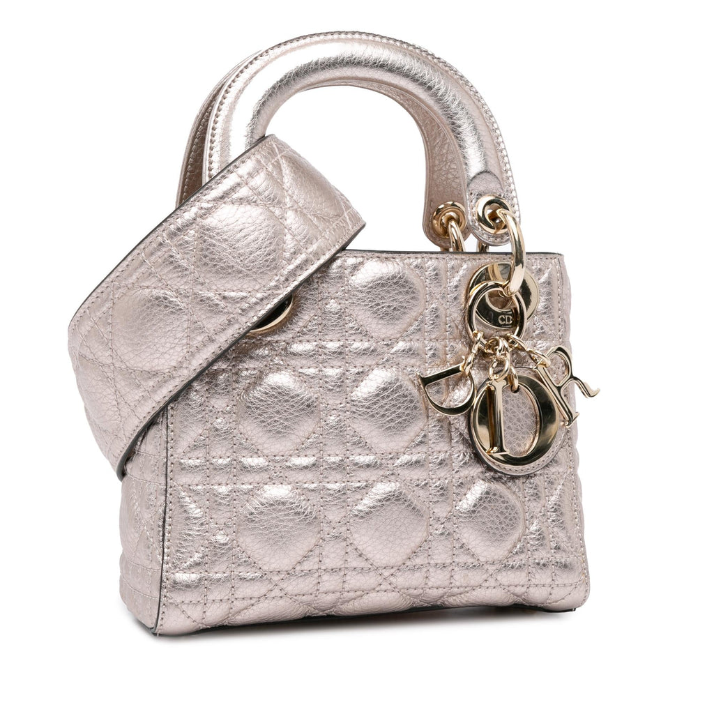 Dior Mini Metallic Calfskin Cannage Supple Lady Dior (SHG-6rxkqg)
