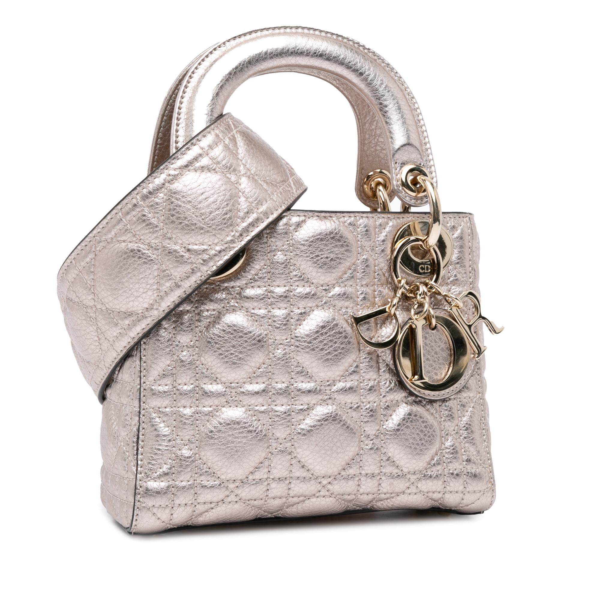 Dior Mini Metallic Calfskin Cannage Supple Lady Dior (SHG-6rxkqg)