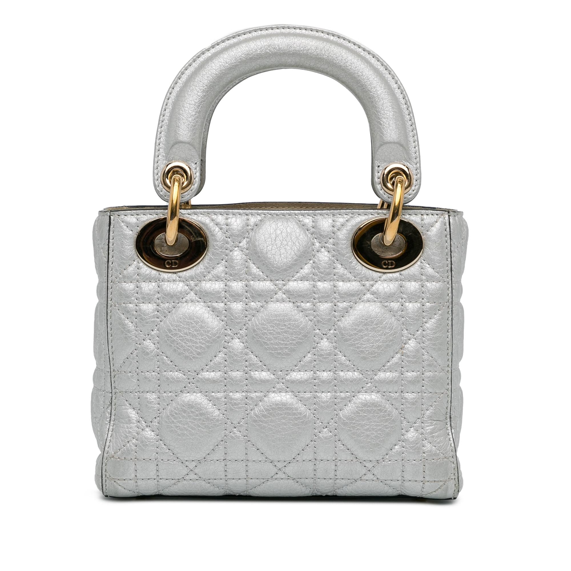 Dior Mini Metallic Calfskin Cannage Supple Lady Dior (SHG-SgmKqY)