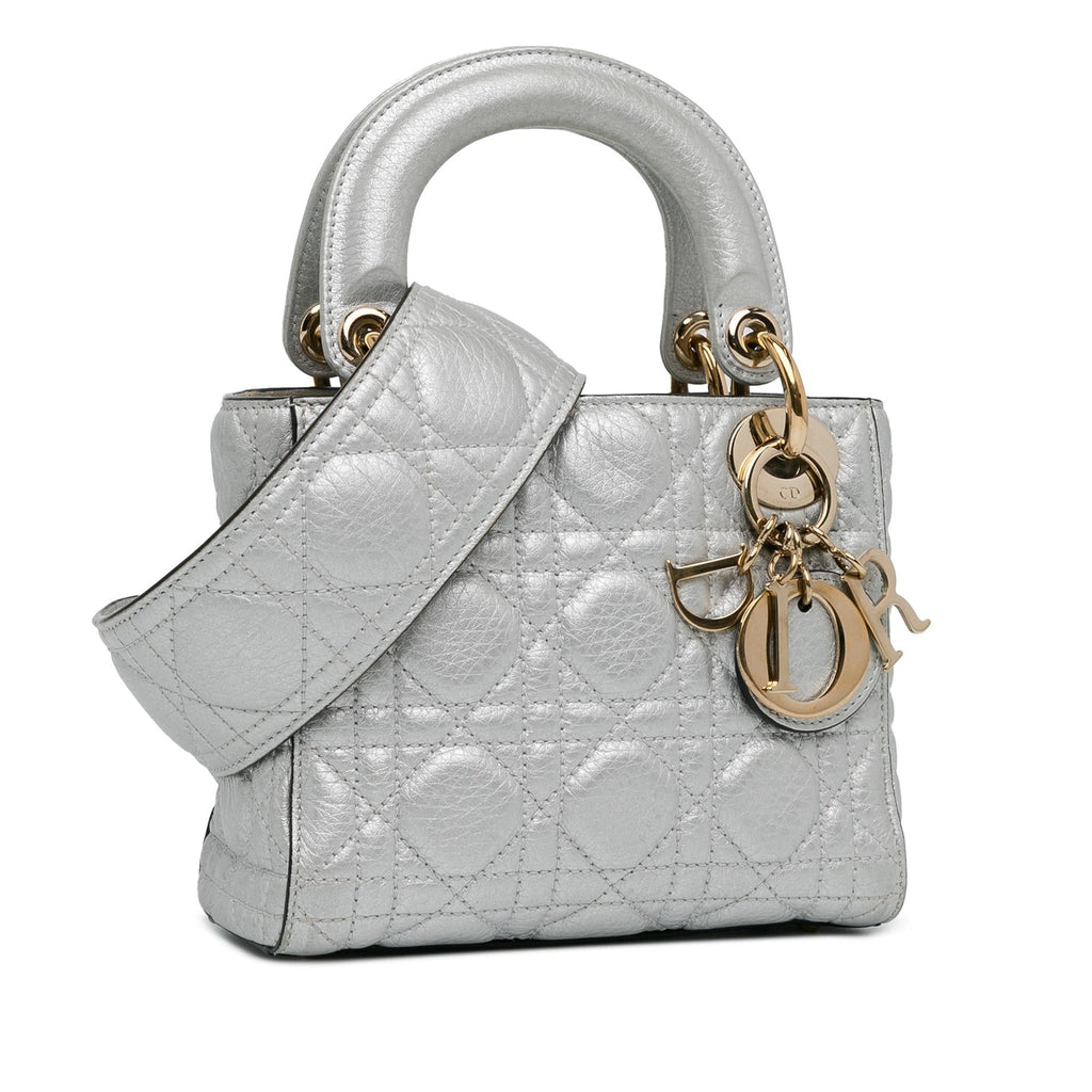 Dior Mini Metallic Calfskin Cannage Supple Lady Dior (SHG-SgmKqY)
