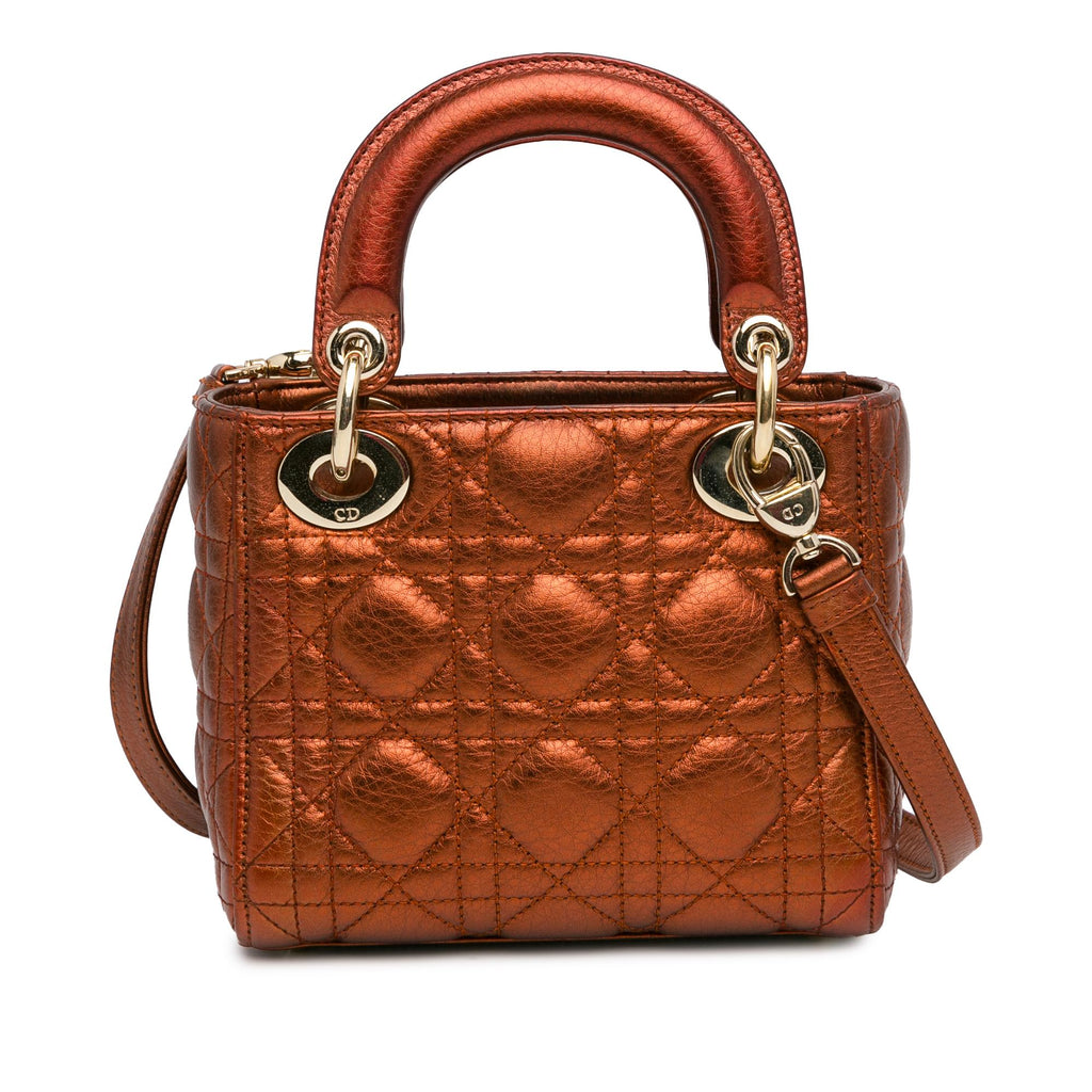 Dior Mini Metallic Calfskin Cannage Supple Lady Dior (SHG-aOccnA)