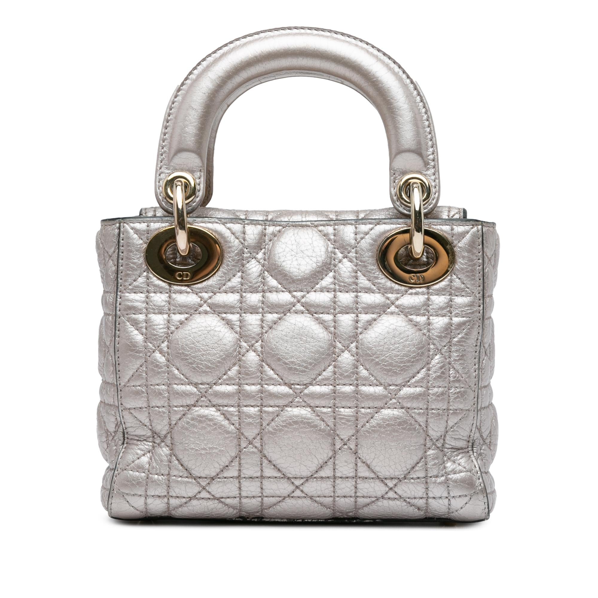 Dior Mini Metallic Calfskin Cannage Supple Lady Dior (SHG-shUv66)