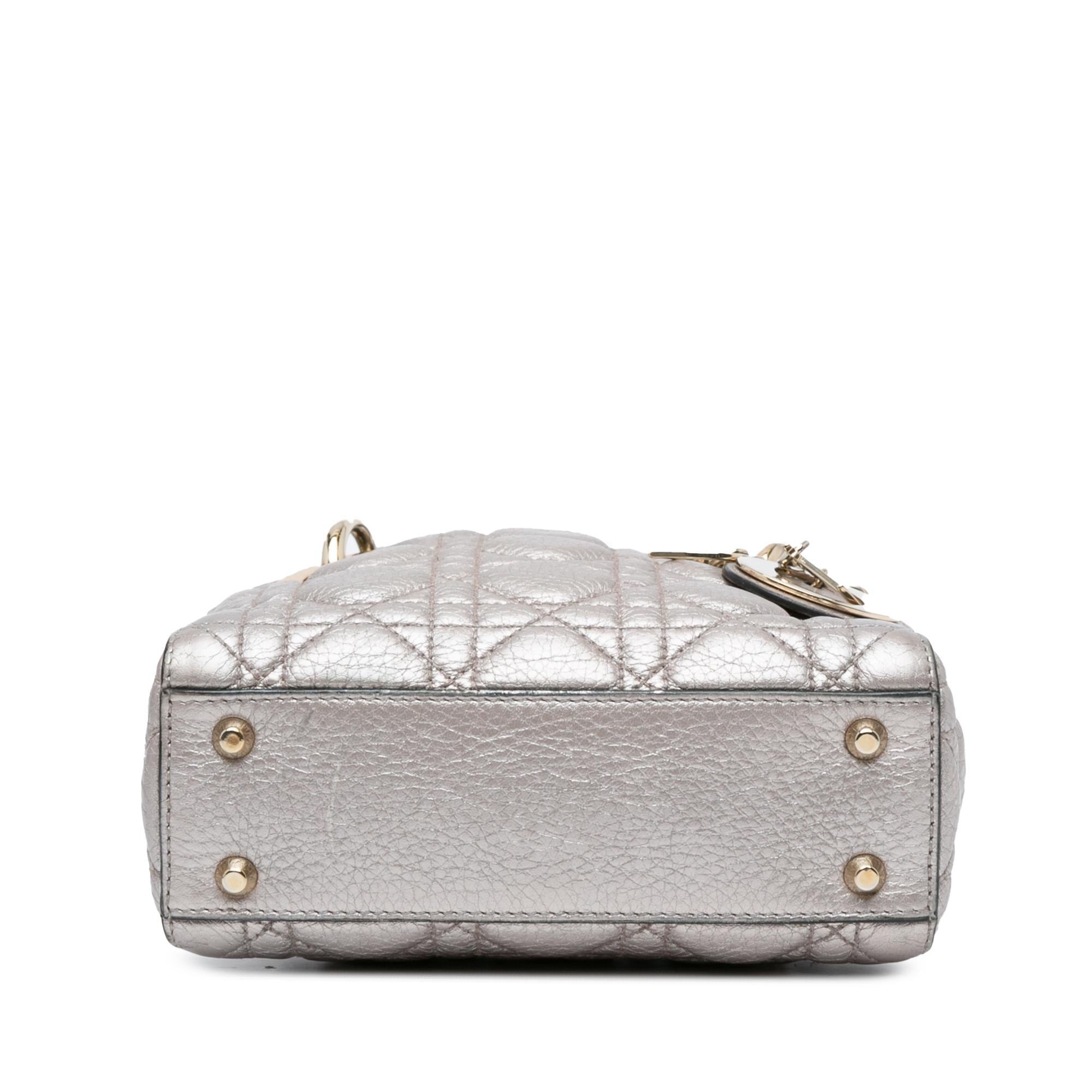Dior Mini Metallic Calfskin Cannage Supple Lady Dior (SHG-shUv66)