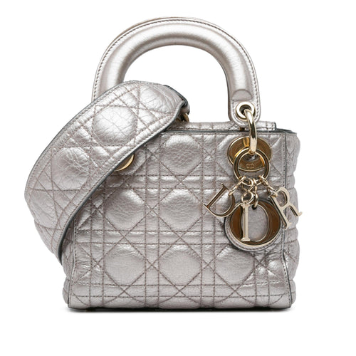 Dior Mini Metallic Calfskin Cannage Supple Lady Dior (SHG-shUv66)