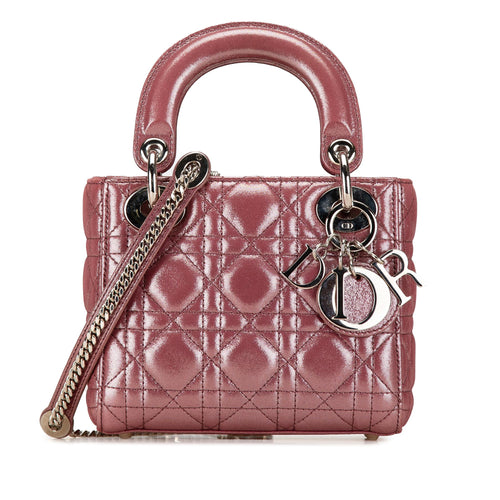 Dior Mini Metallic Lambskin Cannage Lady Dior (SHG-Lg5voT)