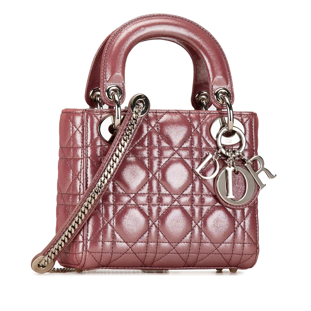 Dior Mini Metallic Lambskin Cannage Lady Dior (SHG-Lg5voT)