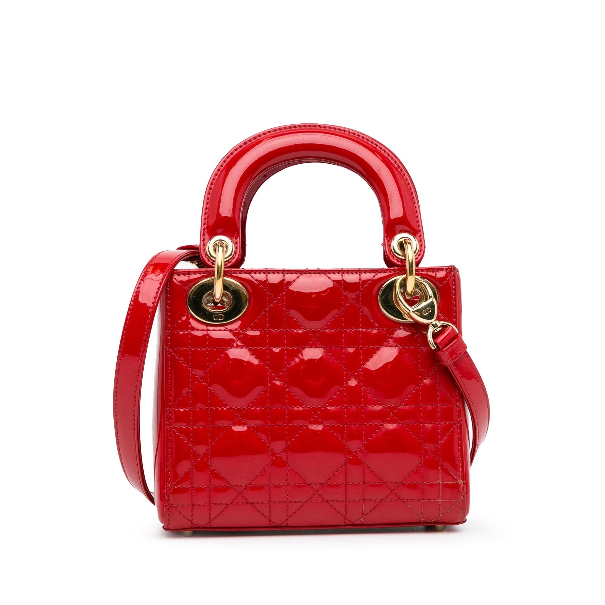 Dior Mini Patent Cannage Lady Dior (SHG-vUKhxA)