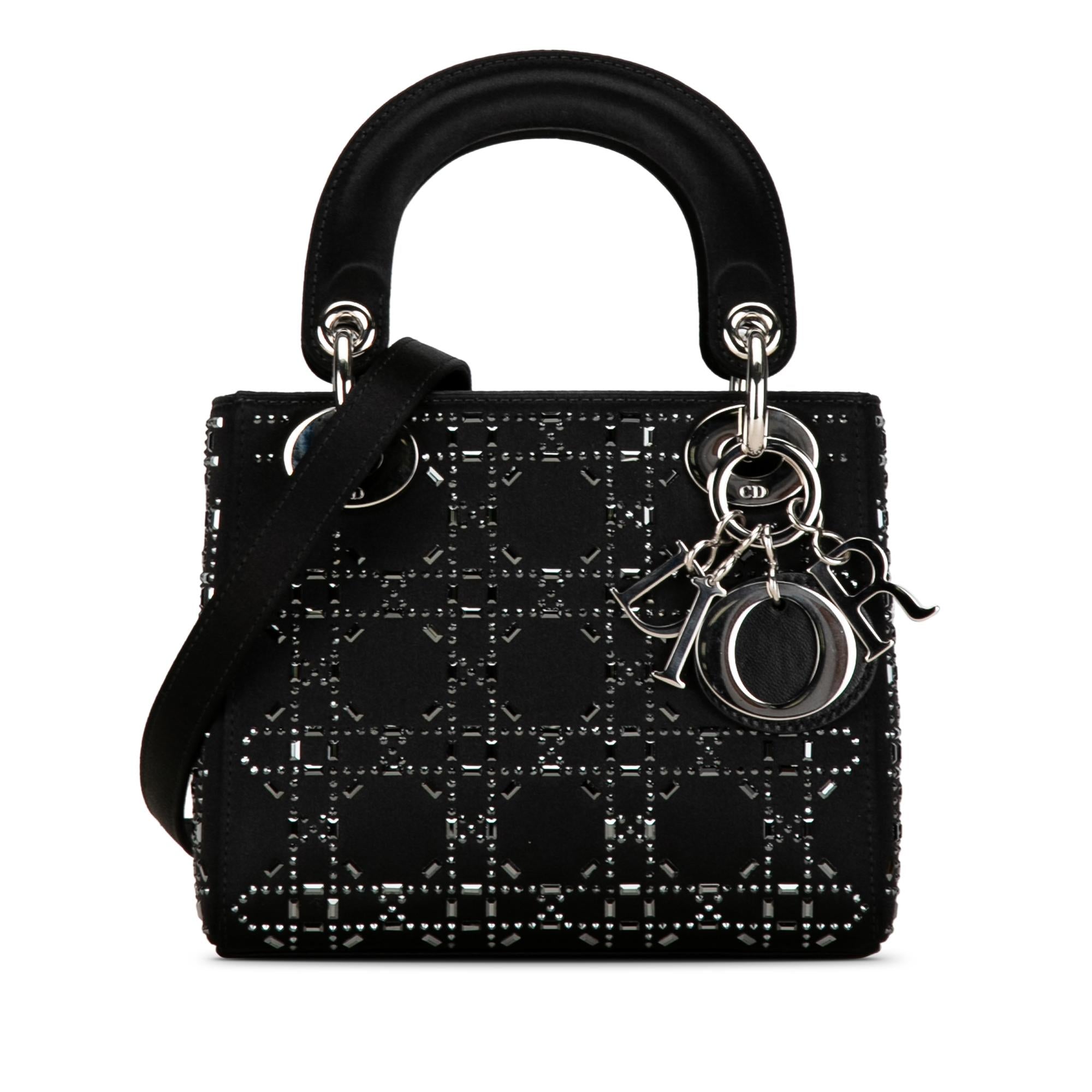 Dior Mini Satin Cannage Crystal Embellished Lady Dior (SHG-W5Fy2M)