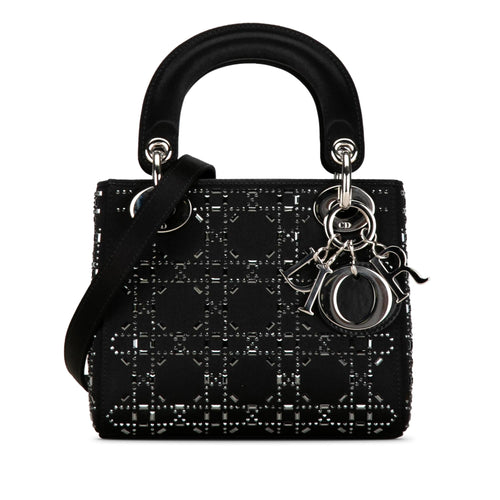 Dior Mini Satin Cannage Crystal Embellished Lady Dior (SHG-W5Fy2M)