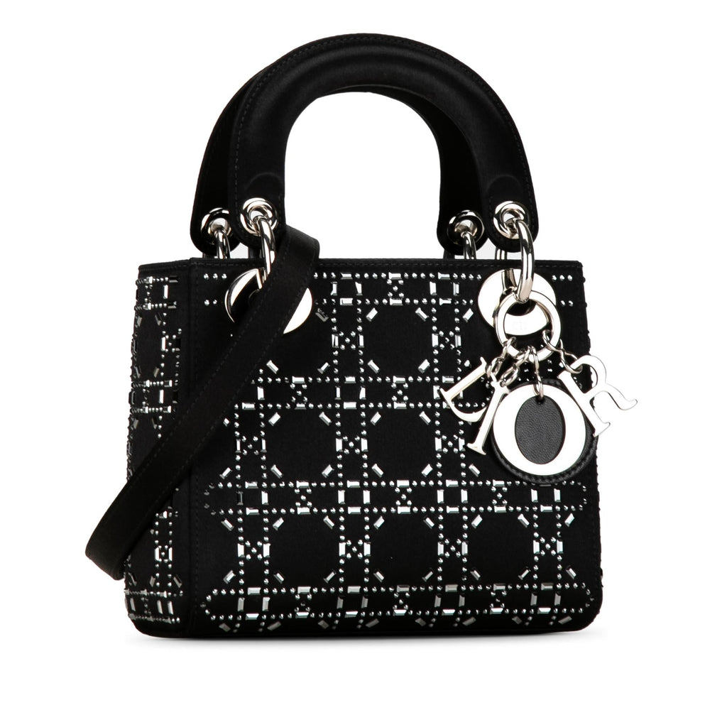 Dior Mini Satin Cannage Crystal Embellished Lady Dior (SHG-W5Fy2M)
