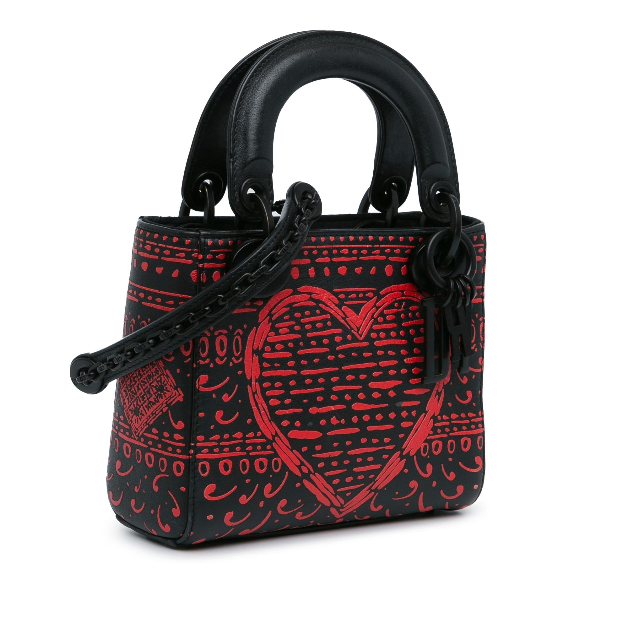 Dior Mini Smooth Calfskin Painted Heart Clover Lady Dior (SHG-bO0gQC)