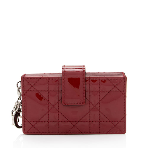 Dior Patent Leather Cannage Lady Dior 5 Gusset Card Holder (SHF-jwrIuS)