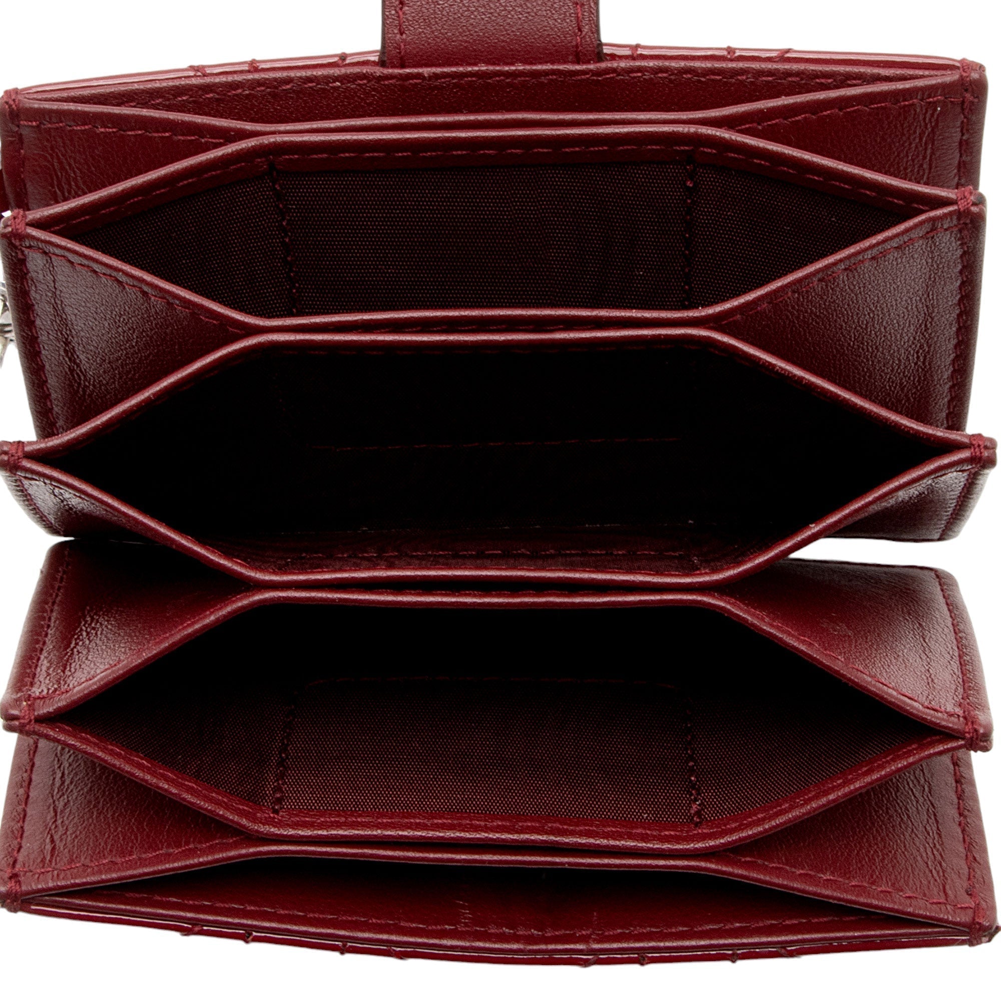 Dior Patent Leather Cannage Lady Dior 5 Gusset Card Holder (SHF-jwrIuS)